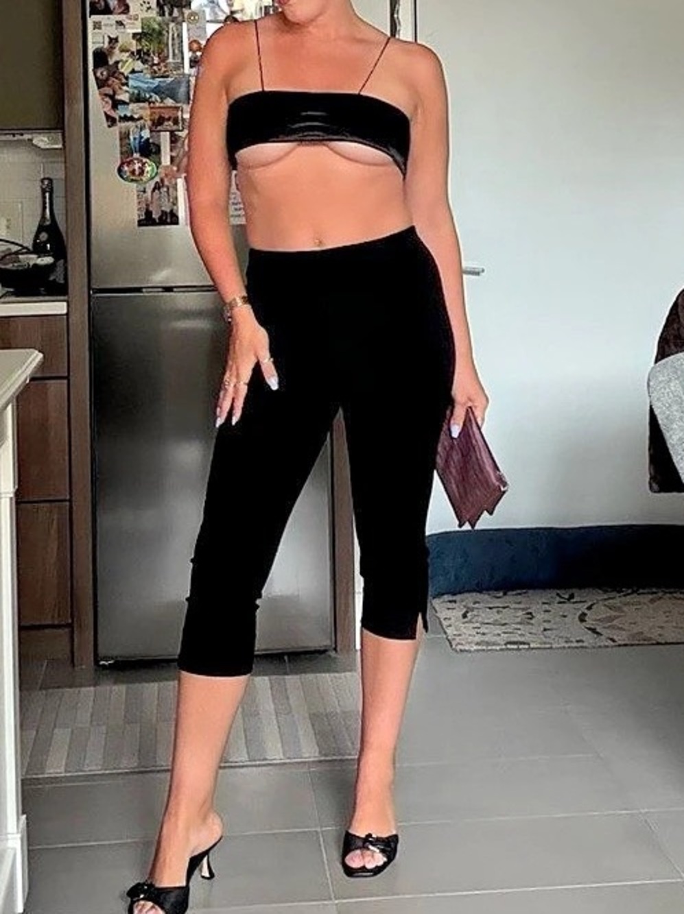 CULT FORM Black Crop Top Size Medium NWT